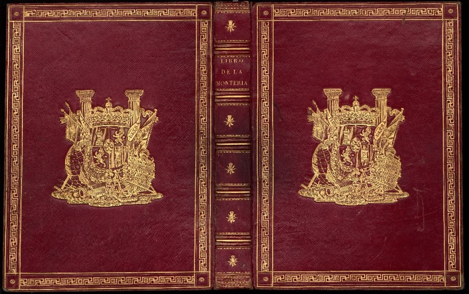 Pedro Pastor, encuadernación del Libro de la Montería (1833), en RB, II/2105, Cámara